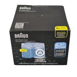 Braun 3 in 1 Shaver Care Clean & Renew Lemon 6 Cartridge 5.7 oz NEW Open Box